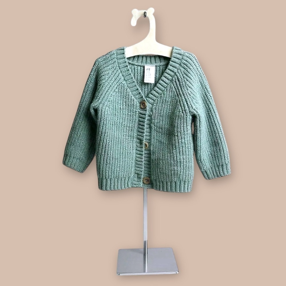 3/$25 H&M Baby Teal Rib Knit Cardigan 9–12M Button Front